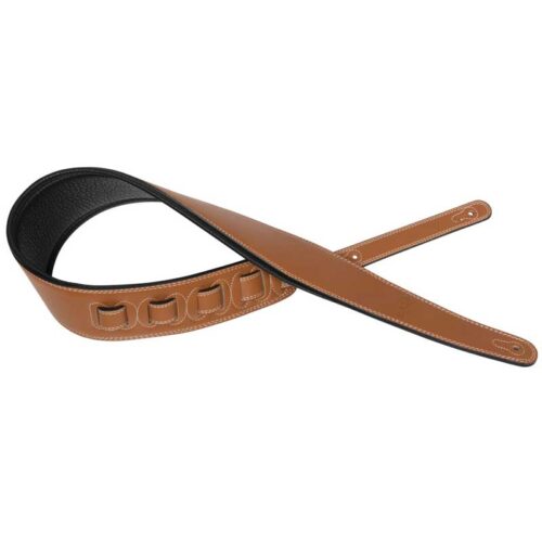 Correa de guitarra acolchada de piel sintética Stagg, XL marrón claro