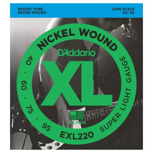 D'Addario Juego de Cuerdas para Bajo 4 Cuerdas Pro Steel 040-095 Long Scale EXL-220