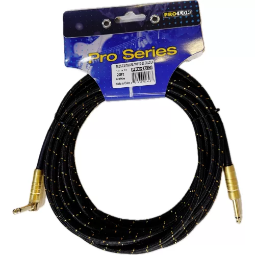 Cable para instrumento Pro S-Guitar RA Tweed 6.096M