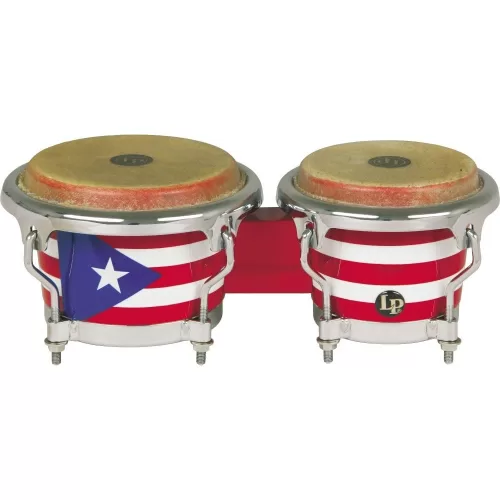 Latin Percussion LPMC Mini Bongos de madera con bandera puertorriqueña (LPM199-PR)