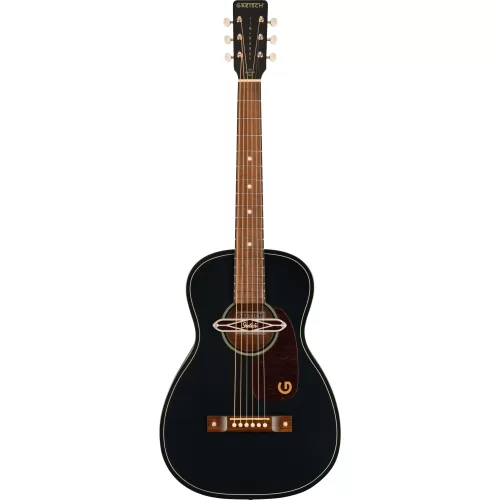 Deltoluxe Parlor, Walnut Fingerboard, Tortoiseshell Pickguard, Black Top - Jim Dandy