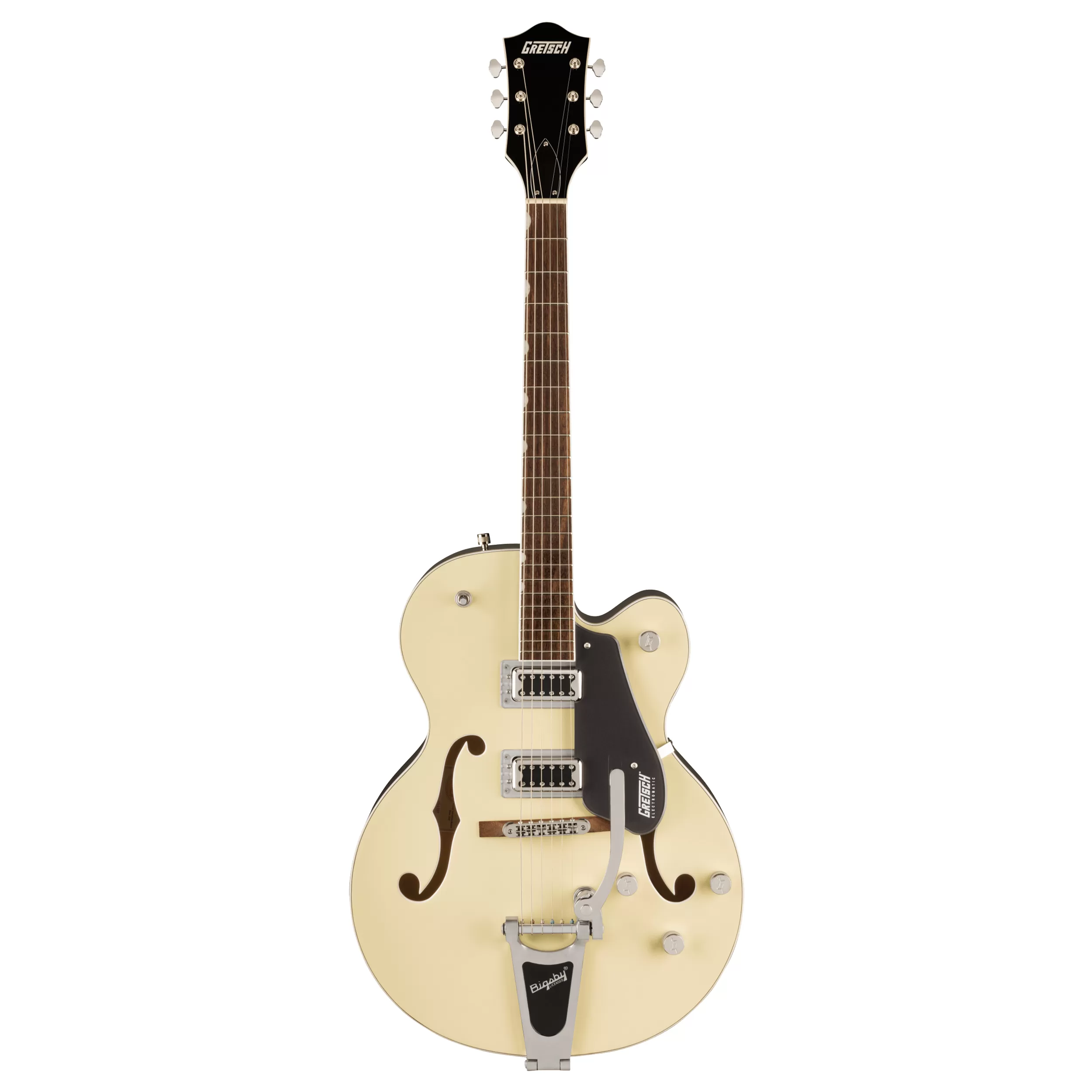 Gretsch G5420T Guitarra Eléctrica Electromática Clásica Hollowbody de un solo corte con Bigsby – Two-Tone Vintage White/London Grey