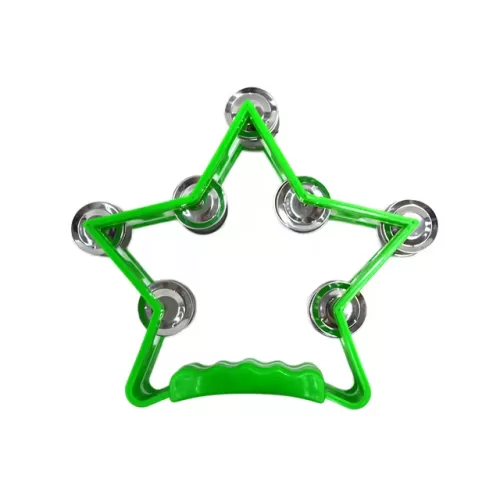 Pandereta de mano para niños verde estrella