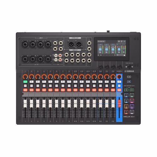 Consola digital Yamaha MGX16V de 16 canales con pantalla táctil e interfaz HDMI