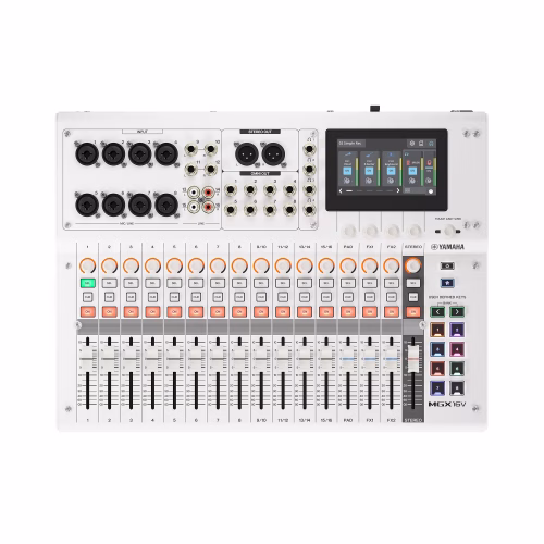Consola digital Yamaha MGX16V de 16 canales con pantalla táctil e interfaz HDMI