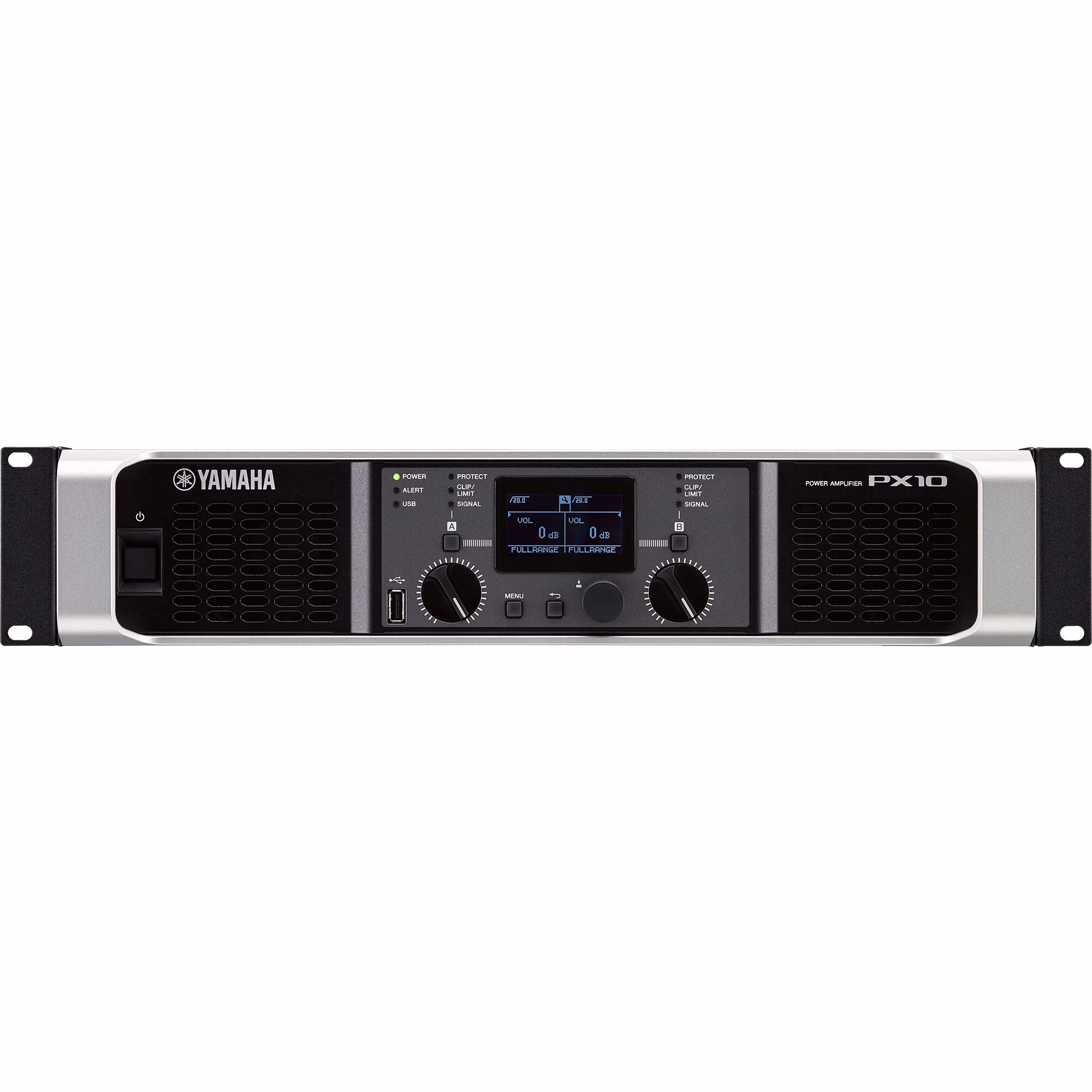 Amplificador Yamaha PX10 con pantalla LCD y controles de DSP integrados