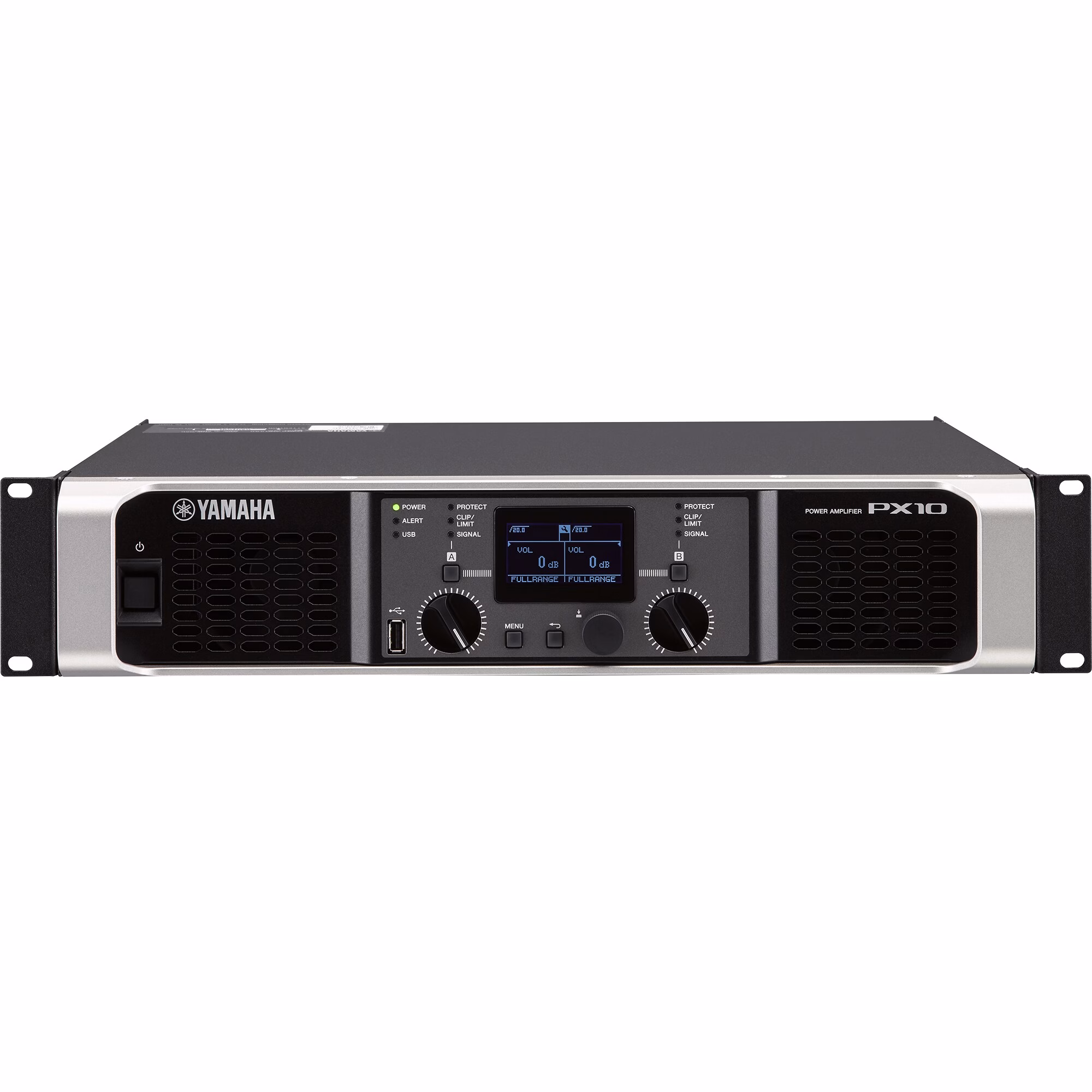 Amplificador Yamaha PX10 con pantalla LCD y controles de DSP integrados