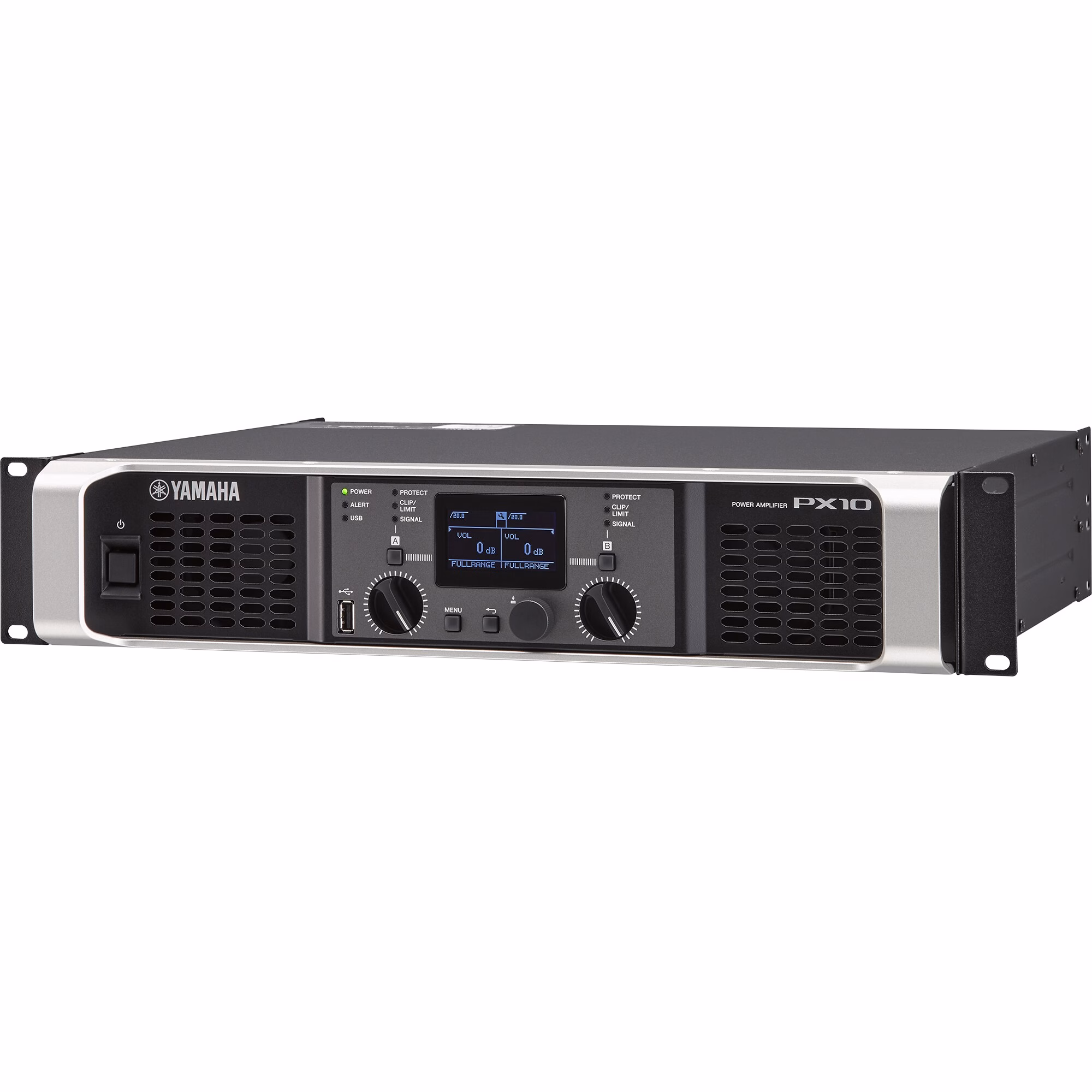 Amplificador Yamaha PX10 con pantalla LCD y controles de DSP integrados