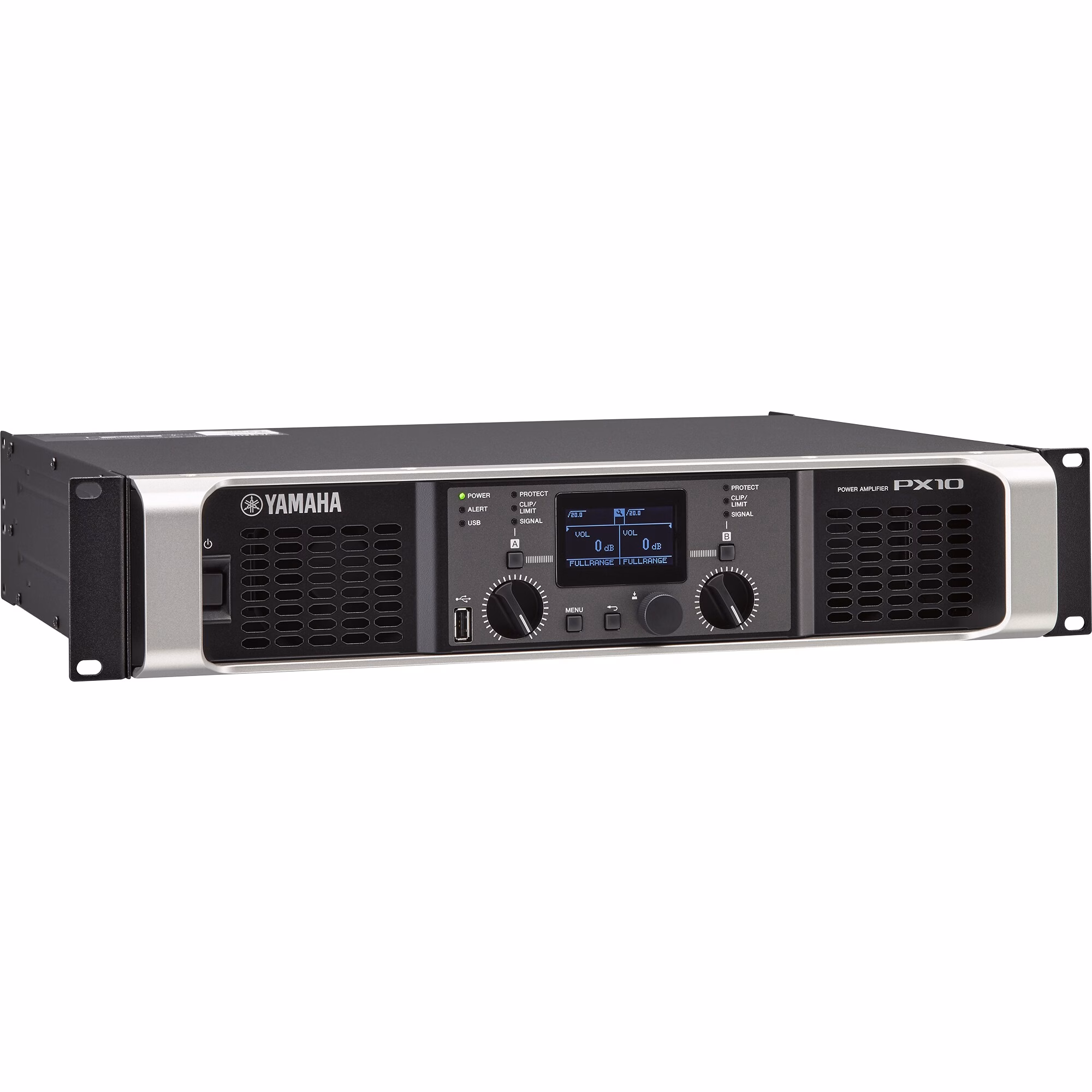 Amplificador Yamaha PX10 con pantalla LCD y controles de DSP integrados
