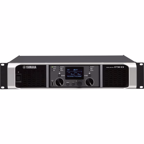 Amplificador Yamaha PX8 con pantalla LCD y controles de navegación DSP