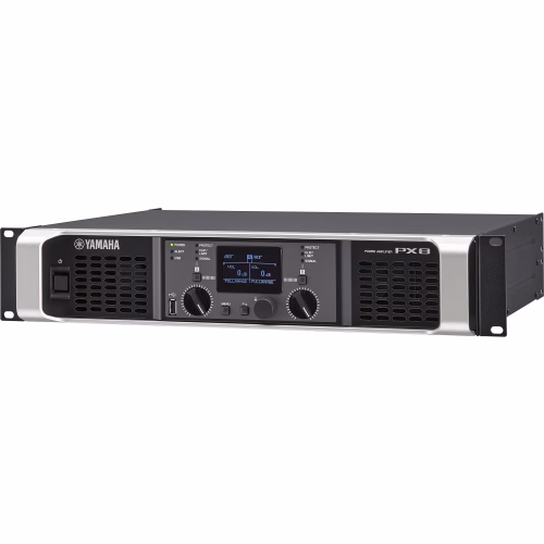 Amplificador Yamaha PX8 con pantalla LCD y controles de navegación DSP