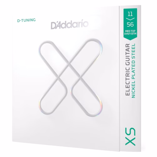 D'Addario Cuerdas de guitarra eléctrica con revestimiento de níquel XS, XSE1156, Med Top/X-Heavy Bottom