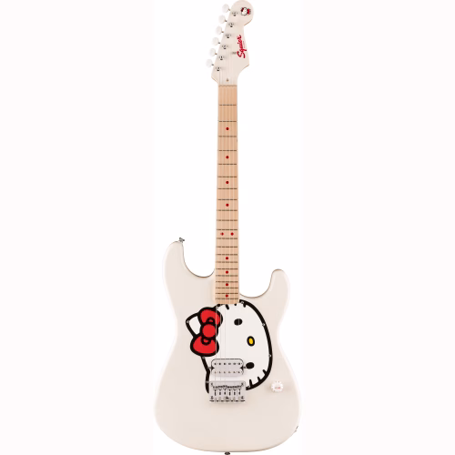 Guitarra Eléctrica Squier x Hello Kitty Stratocaster Blanco Edición Limitada 50 Aniversario