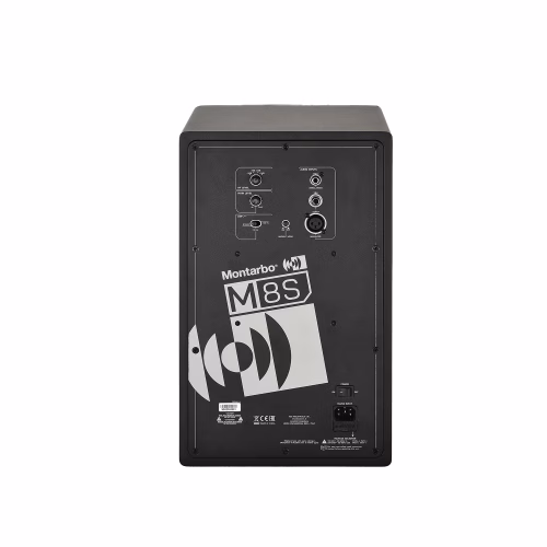 Montarbo M8S panel trasero entradas XLR TRS RCA controles EQ HPF