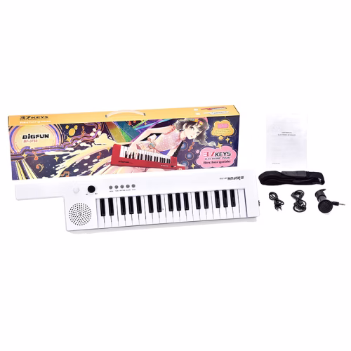 Teclado Musical Infantil Music Kids 37 Teclas con Micrófono Blanco